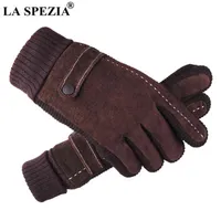 La Spezia Mens Leather Gloves Pigskin Winterhandschoenen Zwart Bruin Warm Dikke Rijhandschoenen Guantes T220815