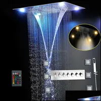 Conjunto de chuveiro mais completo 6 funções Sistema de banho luxuoso grande cachoeira dupla chuva enevoada enevoada no teto chuveiro mas entrega 20