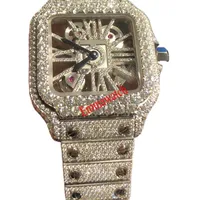 2022新しいスケルトンsier moiss anite diamonds watch pass tt quartz movement top quality men贅沢なアイスアウトサファイアウォッチ付き