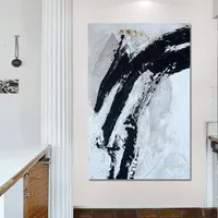 Paintings White And Black Abstract Oil Painting Wall Canvas Office Art Hand Picture Artwork For Bedroom Decoration Accessories Unframed