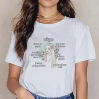 T-Shirt Kadın Takımyıldızları Başak Moda İlkbahar Yaz Tee Gömlek Estetik Grafik Ropa Mujer Yuvarlak Boyun T-Shirt