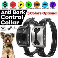 Collares de perros Correo Auto Anti barkking Collar Ipx4 Vibración impermeable Vests Electric Sound Chals Humane Bark Recargable211s