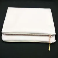 30pcs lot 7x10in blank 12oz thick 100%poly canvas makeup bag with rose gold metal zip for sublimation print heat press blank cosme2703