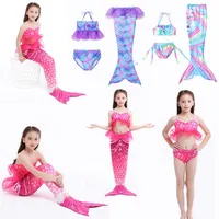 Девочки косплей купальник 3pcs русалка хвост купальники детский русалка для купальника косплей костюм для купания девчонки русалка