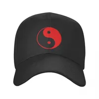 Basker röd ying yang baseball mössor unisex vintage sol yin taichi pappa hatt justerbar polyester vår hatberets