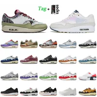 Patta 1 Mens Running Shoes with Socks Cactus Jacks 87 Women Sneakers Denim Olive Canvas La Ville Lumiere Waves Monarch Concepts Far Out Heavy Black Gray Sports Trainers