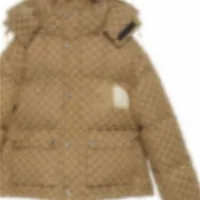 22s Men Brown Canvas Padded Down Jacket Fashion Designer Women Zipper Pocket Nylon Coat Hood Drawstring Letter Fabirc Winter Warm Outwear fast delivery
