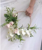 Свадебные цветы Sesthfar Rose Hoop Bouquet Portable Garland Bride Bride Team Team Flower Artifical Bridal Floral