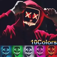 New DHL Halloween Mask LED LIGHT UP Party Mass The Purge Election Year Great Funny Cosplay Costume Supplies Glow في Dark Face Sheild Wholesale C0722