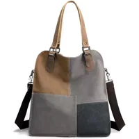Fashion one shoulder messenger bag 2022 new retro stitching handbag womens large capacity canvas contrast color bags