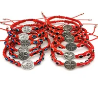 20pcs St Benedict Medal Bransoletka Pletająca Różańca Moneta z koralikami Cross Evil Eye Charm Bracelets