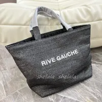2022 Straw Tote Bags Designer Raffia Bags Luxury Handbag Purse Rive Gauche stor kapacitet Shopping Totes Woman Shoulder Bag broderad brev