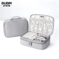 BUBM Portable Cable Bag Digital USB Gadget Organizer Wires Charger Cosmetic Zipper Power Bank Sleeve with Ipad pouch 220607