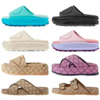 luxury designer Platform slipper thick bottom womens sandal Interlocking G Beach Slippers Rubber Slides Retro Summer Vintage macaron color women Sandals size 35-45