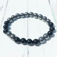 MG0383 8 mm Black Tourmaline Beaded Bracelet for Men Natural Hematite Black Obsidian Balance Yoga Jewelry Gift for Him269K