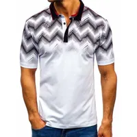 Camisas hombre 2022 degradado de hombres raya patrón de fragmento de moda casual solapa camisa de manga corta camisa de la camisa de la camiseta de Homme Manche
