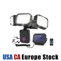 Luzes de movimento solar Iluminação ao ar livre 3 cabeças ajustáveis ​​inundação com sensor 120 LED Luz de segurança solar IP65 impermeável USA CA Europa de estoque Crestech888