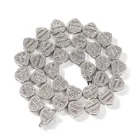 Iced Out Tennis Chain 12mm Prong Micro Pave Cuban Link Chain Halsband för män Kvinnor älskar hjärtkedjor Bröllop smycken gåva