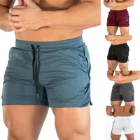 Män Solid Elastic midja träningsträning shorts byxor som kör tröjor med dragskovaror casual fitness shorts317q