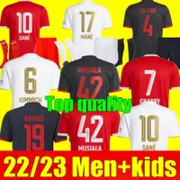 De Ligt Mane Soccer Jerseys 23 23 Gravenberch Sane Bayern Monachy Mazraoui Muller Davies Kimmich Tel Football Shirts Men Kit Kit Coman 2022 2023 Trzeci mundury