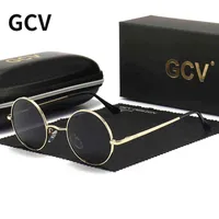 GCV Brand Aleación de cobre Steampunk Gafas de sol polarizadas redondas Vintage Mujeres Masculinas Gafas Sol Classic UV400 Metal Frame H220419