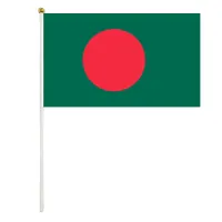 Bangladesh Hand Waving Flag 14x21cm Premium Polyester Mini Bannière de drapeau de pays mondial avec mât en plastique