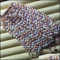 ビーズストランドブレスレットジュエリー卸売ファッションナチュラル淡水真珠キビのビーズブレスレット4-6mm甘くてエレガントな手飾りをした女性