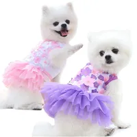 Spets chiffong hundkläder för små husdjur blommor mode party födelsedag valp bröllopsklänning sommar söt katt kostym kläder