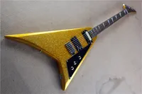 ジャックファーストファイブ30周年記念ランディロードゴールドメタルフレーク輝きフライングVエレクトリックギターリバースサークフィンインレイ