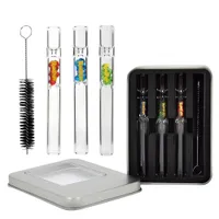 Glass Pipe color drill tube tobacco smoke shop portable set cleaning brush glass bong water pipes and bubblers