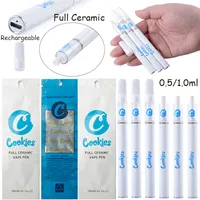 0.5ML 1.0ML COOKIES E Cigarette Full Ceramic Disposable Vapes Cartridges Glass Mouthpiece Vape Pen 350mah Rechargeable Battery Empty Carts With Packaging Box
