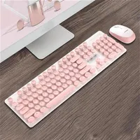 Wireless Gaming Keyboard and Mouse Combos Slim Rose Gold Color 2.4GHz Keyboard Comfortable Touch Combos with Receiver for Office L262h