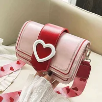 Xiuya tatlı sevimli küçük omuz çantası kadın sevgililer günü trendy kore kalp messenger moda geniş bant kare çanta cüzdanı