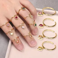 Delikatne mikro cyrkon otwarty regulowany pierścionek Dainty Love w kształcie miedzi Pierścień dla kobiet romantyczne akcesoria biżuterii na prezent