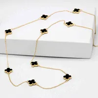 Anhänger BT verkaufen goldene Marke Vierblätter Klee Halskette Long Stainls Stahl vier Klee Halskette für Frauen Luxus