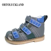 Ortoluckland Kindersandalen 2021 Split echte Leder orthopädische Schuhe für Kinder Kleinkindjunge Sommer Clubfeet Tiptoe SH221l