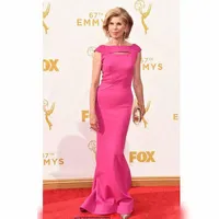 Runway Dresses Christine Baranski 67th Emmy Awards Red Carpet Pink Mermaid Formal Dress Celebrity Mother DressRunway