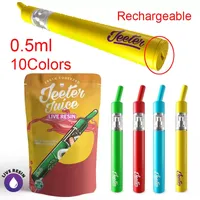 Jeeter Juice Skruva i engångs e-cigaretter Vape Pen 6 Färger 10 Stammar 320mAh Batterisladdningsbar 0,5 ml tomma vagnar med barnsäker presentpåseförpackning