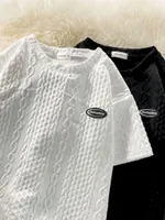 Herren-T-Shirts Harajuku Männer 2022 Sommer Waffelbrief Kurzarm Casual Tee Mode O-Neck Pullovers Tops Männliche Kleidung gesteppte Topsmen's
