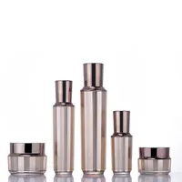 Luxury Rose Gold Acrylic Lotion Pump Bottles Plastic Cosmetic Jars for Lotion Serum Lip Balm Cream 15ml 30ml 60ml 15g 30g 50g