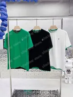 22SS homens homens designers t camisetas Tee Triângulo verde letra bordada de algodão de algodão curta Man Crew Decl Streetwear XS-L