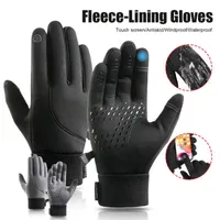 Cycling Gloves Winter Women Men Touch Screen Thermal Full Finger Anti-Slip Windproof Fleece Adjustable Hiking Camping Equipment