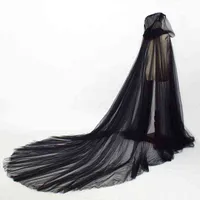 Halloween Bridal Elf Cloak Come Adult Horror Vampire Princess Dress Women Halloween Hooded Tulle Cape Witch Cosplay Come L220714