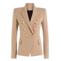 Autumn Winter 2018 Runway Formally Blazer Women Gold Lion Buttons Double Breasted Ladies Office Coat Clothes Jackets222O