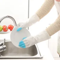 32 cm Långt hushållsarbete PVC gummihandskar Dish Washing Garden Latex Luva Handschoenen Cleaning Hand Protector Gardening Car Pet Tool