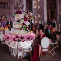Andra evenemangsfestleveranser 18 tum klar kristallkronkronor stil draperad swing cake stativ runda hängande stativ bröllop centerpiec