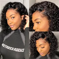 Water Wave Short Bob Wig Average Size 150% Density Human Hair Wigs For Black Woman Brazilian Pre Plucked Baby jerry curly