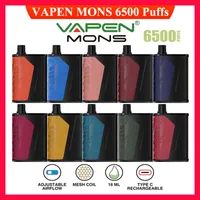 O mais novo Vapen Mons 6500 Puffs descartáveis ​​e cigarros de 650mAh Bobina de malha de bateria recarregável