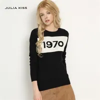 Femmes 1970 Lettre Pullover Pull à manches longues Sweater Fashion Star Top Letter 1970 Tricot Tops 201222