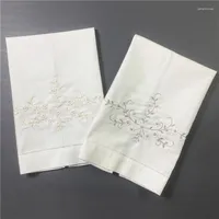 Set di papite da 12 fazzoletti asciugamano ospite in lino 14 "x22" asciugamani a bordo di orbano bianco color floro ricamato